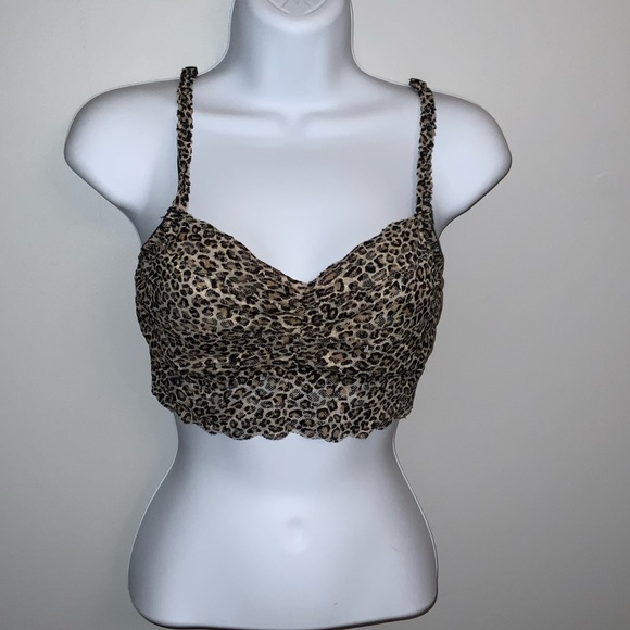 Victoria’s Secret Pink Lace Cheetah Animal Print Bralette Sz L - Picture 2 of 4